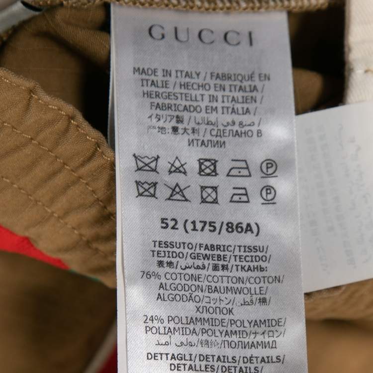 Pre Owned Gucci Brown Cotton Logo Band Detail Trousers XL