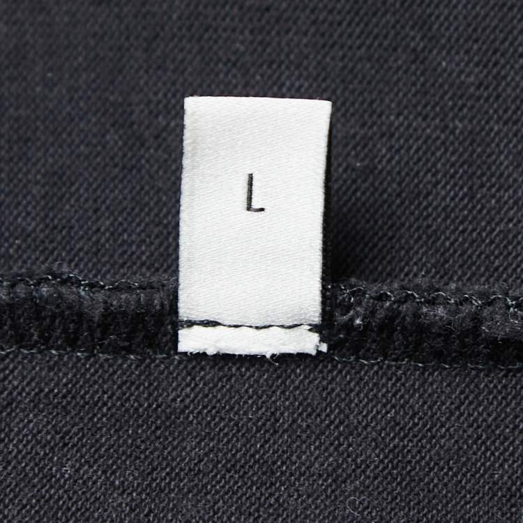Pre Owned Gucci Black Cotton Embroidered Band Print T-Shirt L