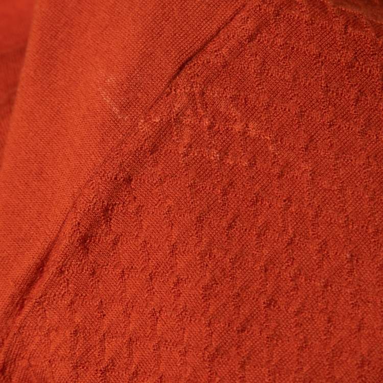 Pre Owned Gucci Orange Textured Wool V-Neck Pullover XL