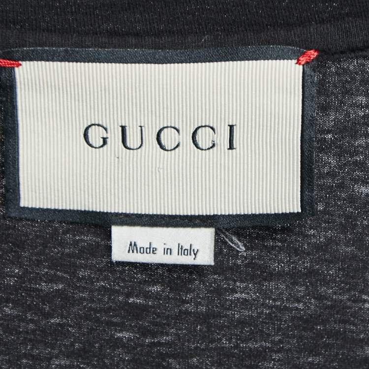 Pre Owned Gucci Black L'Aveugle Par Amour Tiger Embroidered Cotton T-Shirt L