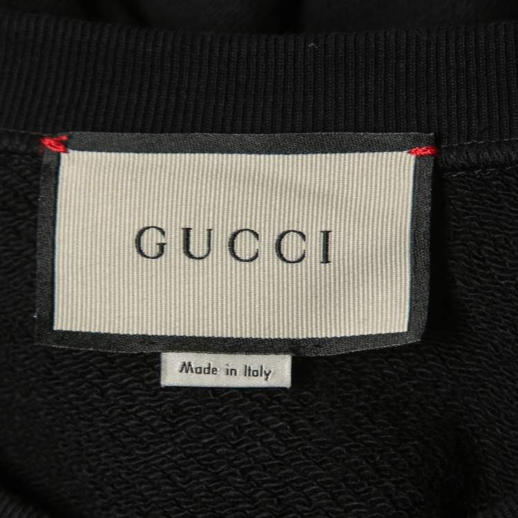 Pre Owned Gucci Black Cotton Sequined Gucci Homme Pour Femme Sweatshirt XS