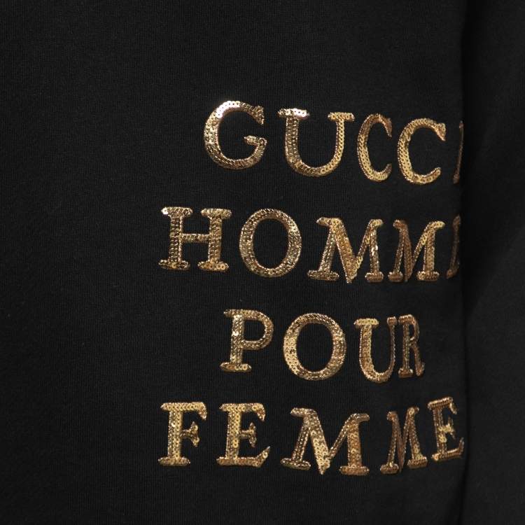 Pre Owned Gucci Black Cotton Sequined Gucci Homme Pour Femme Sweatshirt XS