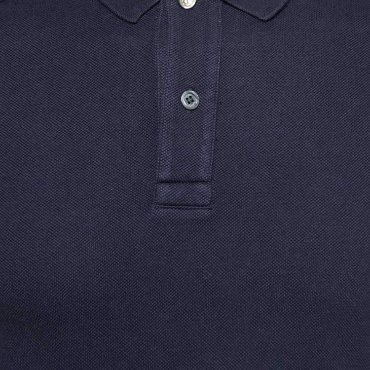مملوكة مسبقًا Gucci Navy Blue Cotton Pique King Snake Detail Polo T-Shirt S