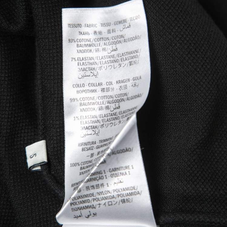 Pre Owned Gucci Black Cotton Pique Logo Striped Polo T-Shirt S