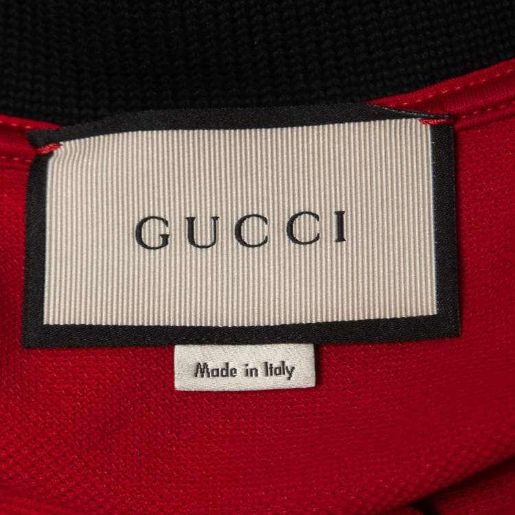 Pre Owned Gucci Red Cotton Pique Polo T-Shirt XL