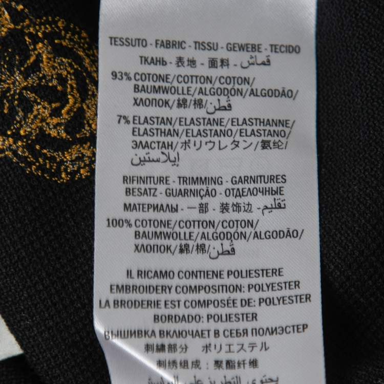 Pre Owned Gucci Black Tiger Embroiedered Cotton Pique Polo T-Shirt XXL