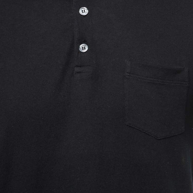 Pre Owned Gucci Black Cotton Web Detail Short Sleeve Polo T-Shirt XXL