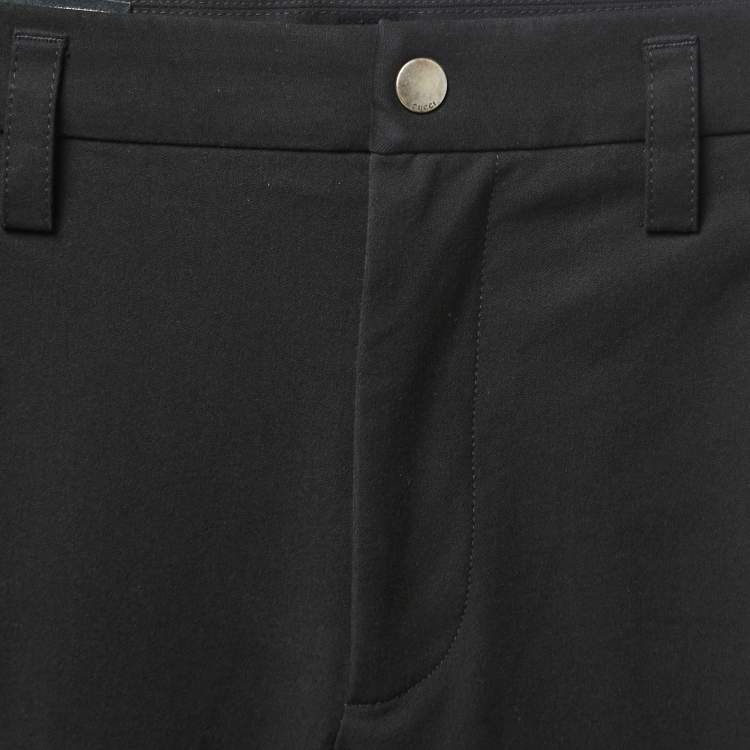مملوكة مسبقًا Gucci Black Cotton Logo Side Stripe Detailed Tapered Pants S