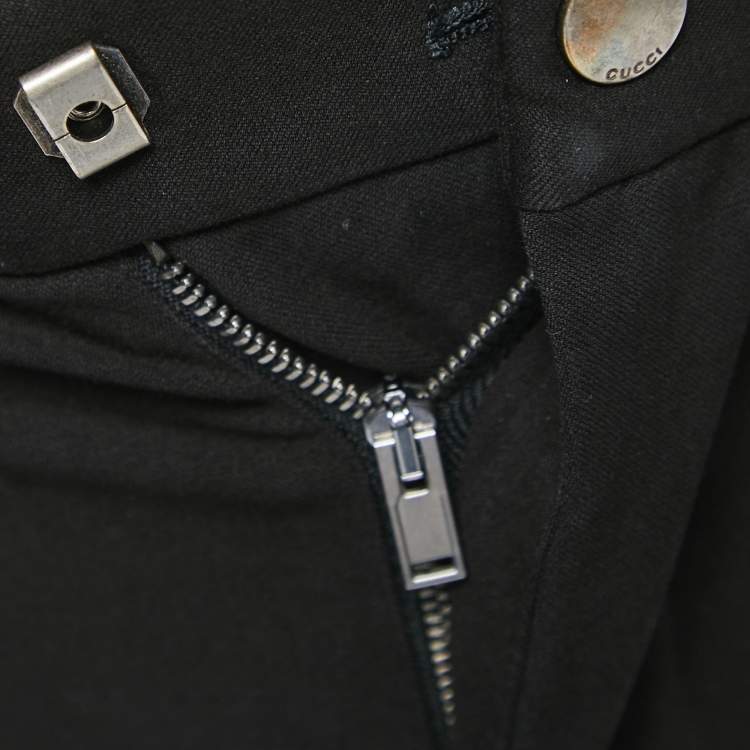 مملوكة مسبقًا Gucci Black Cotton Logo Side Stripe Detailed Tapered Pants S