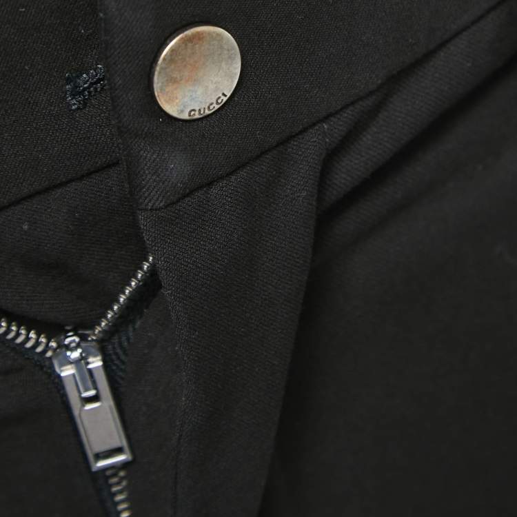 مملوكة مسبقًا Gucci Black Cotton Logo Side Stripe Detailed Tapered Pants S