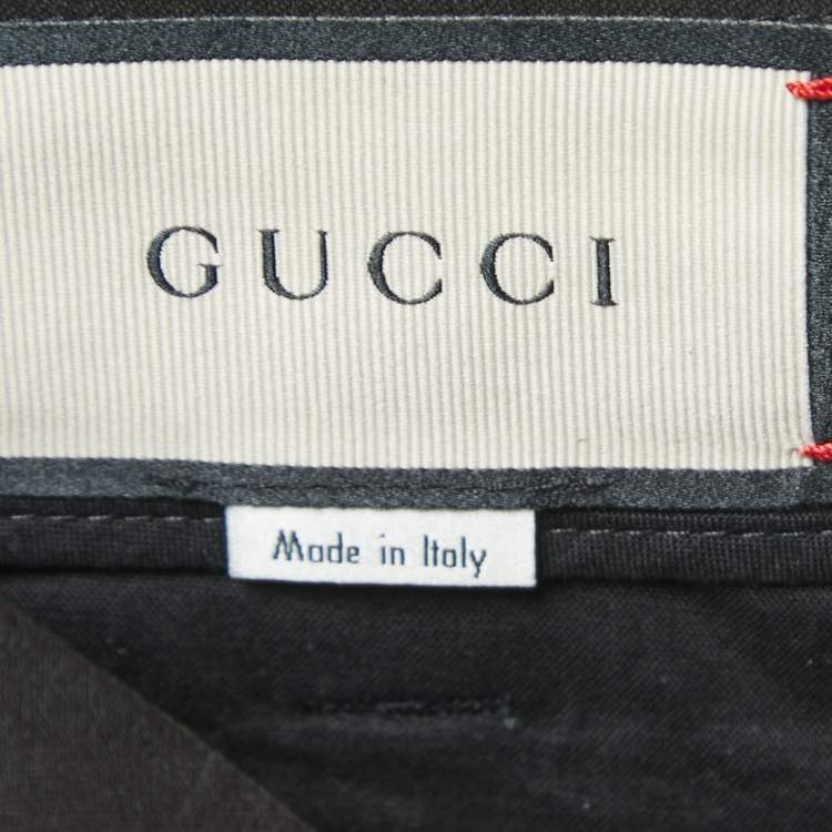 مملوكة مسبقًا Gucci Black Cotton Logo Side Stripe Detailed Tapered Pants S
