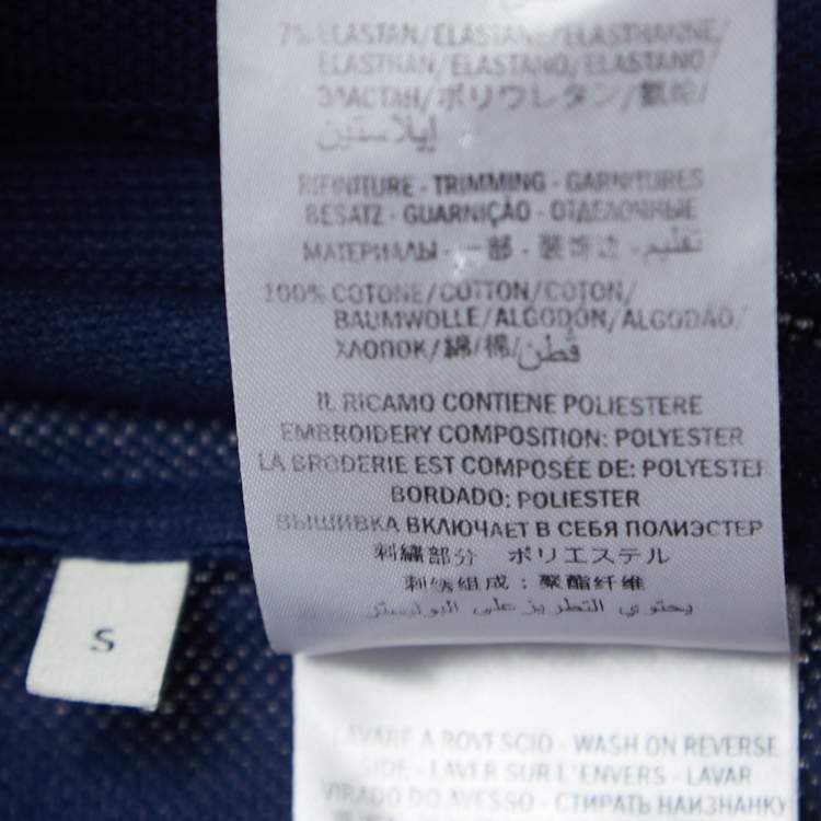 Pre Owned Gucci Navy Blue Cotton Tiger Embroidered Polo T-Shirt S