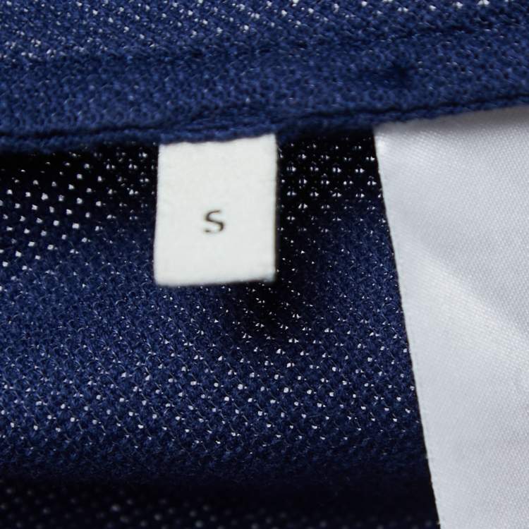Pre Owned Gucci Navy Blue Cotton Tiger Embroidered Polo T-Shirt S