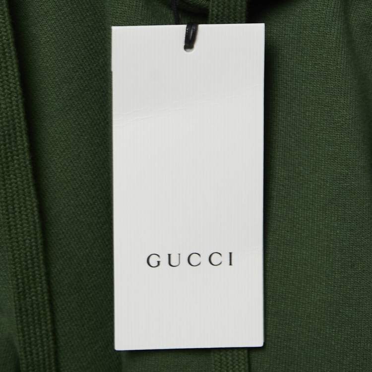 Pre Owned Gucci Green Knit GG Stripe Detail Sleeves Hoodie XXXL