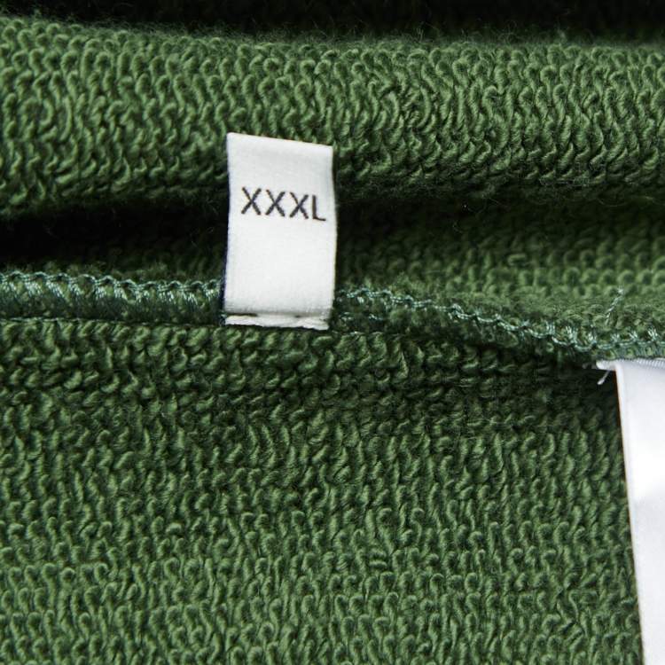 Pre Owned Gucci Green Knit GG Stripe Detail Sleeves Hoodie XXXL