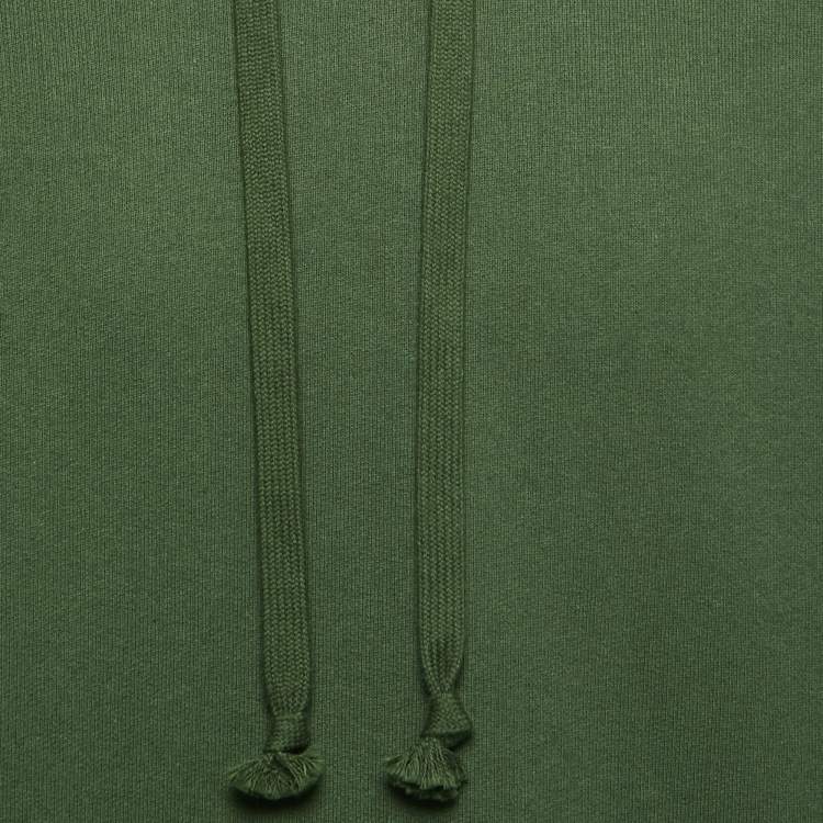 Pre Owned Gucci Green Knit GG Stripe Detail Sleeves Hoodie XXXL
