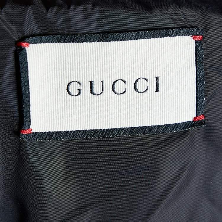 مملوكة مسبقًا Gucci Black Sateen Lyre Patch Hooded Jacket L