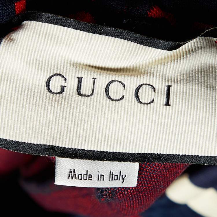 مملوكة مسبقًا Gucci Navy Blue & Red Logo Jacquard Knit Shorts XL