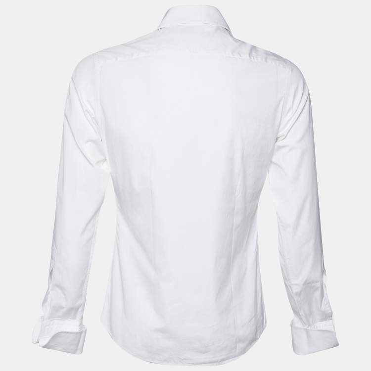Pre Owned Gucci White Cotton French Cuff Shirt M
