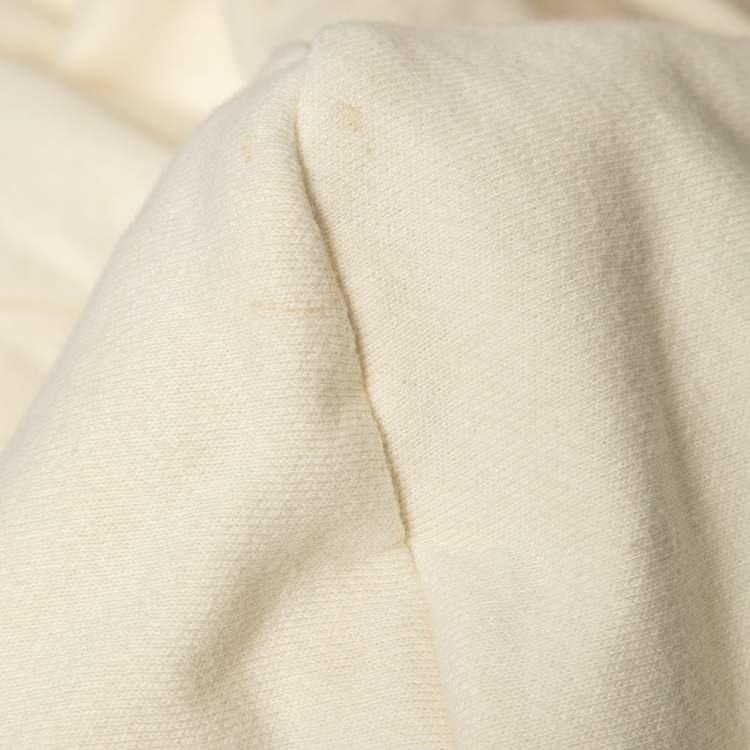 Pre Owned Gucci Ivory Vintage Logo Print Cotton Distressed Oversize Hoodie 3XL