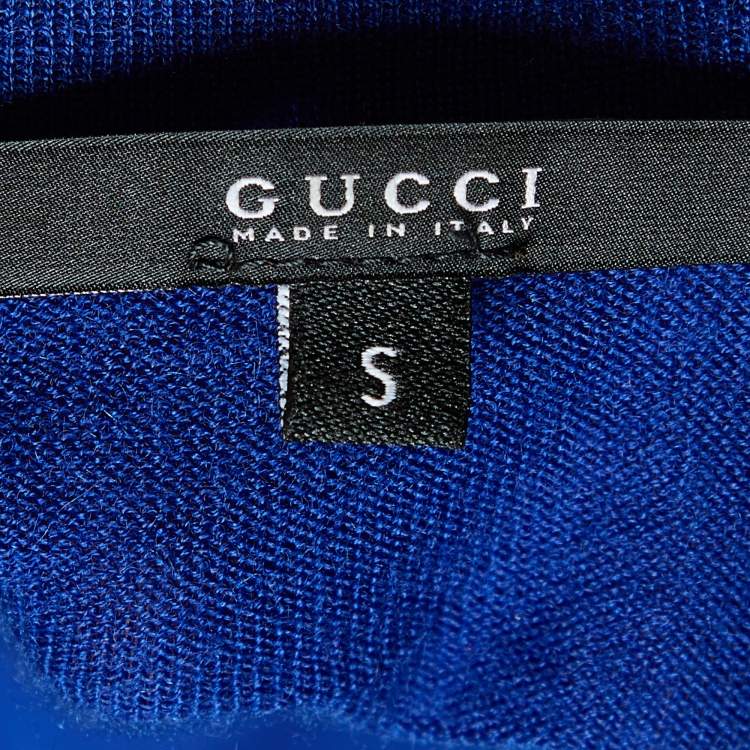 Pre Owned Gucci Blue Cashmere V-Neck Cardigan S