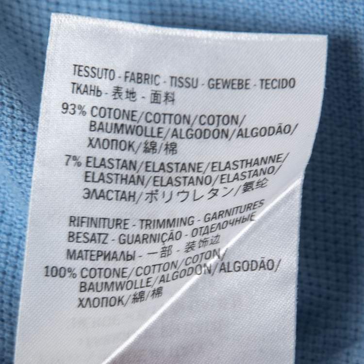 Pre Owned Gucci Blue Cotton Pique WebTrimmed Polo T-shirt M