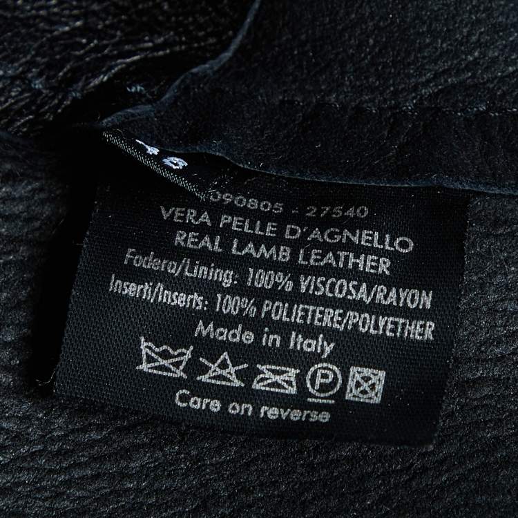 Pre Owned Gucci Black Leather Stitch Patterned Biker Jacket M