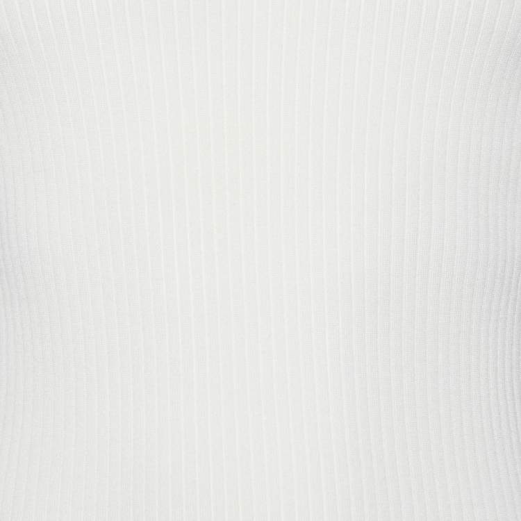 Pre Owned Gucci Cream Wool Rib Knit High Neck Sweater M