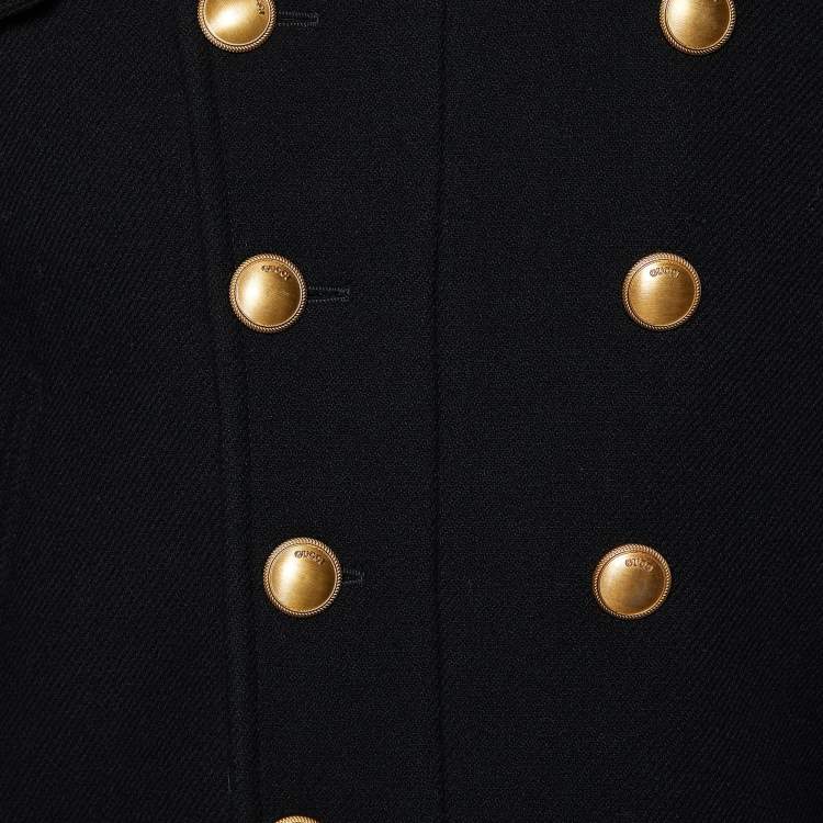 Pre Owned Gucci Black Wool Double Breasted Jacket S