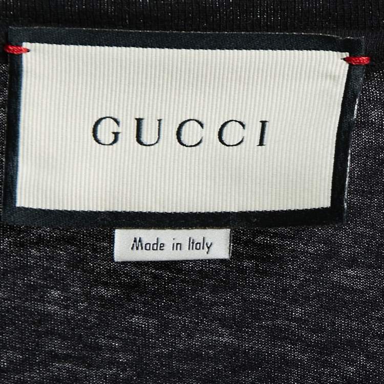 مملوكة مسبقًا Gucci Black Vintage Logo Print Cotton Distressed Oversize T-Shirt XS