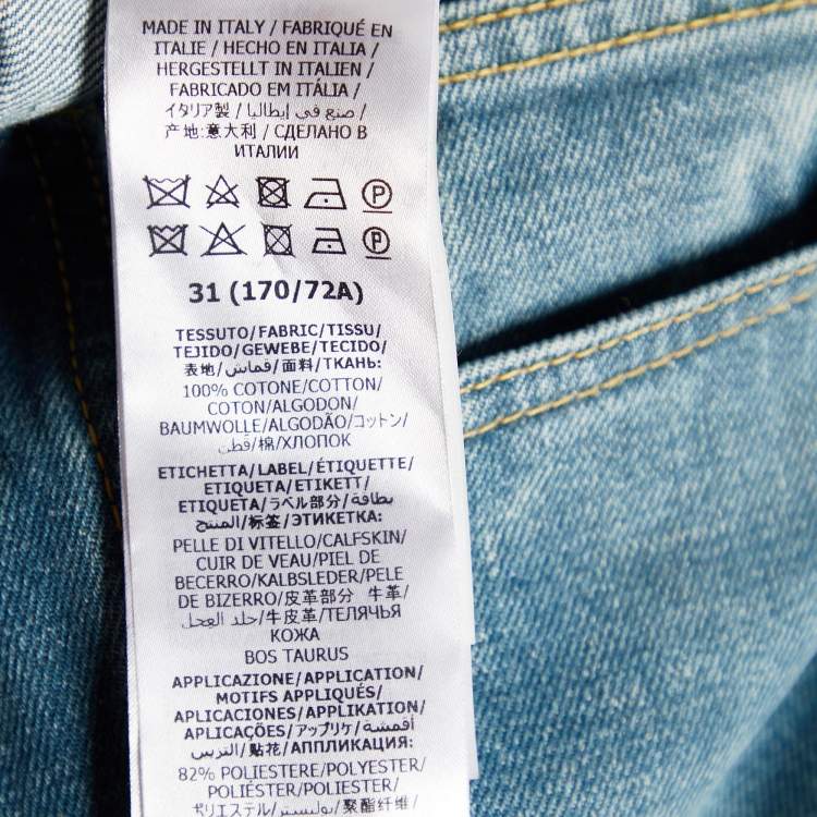 Pre Owned Gucci Blue Denim Kick Flare Logo Patch Jeans N Waist 33" 