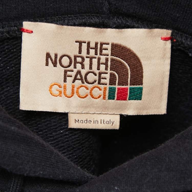 Pre Owned Gucci X North Face Black Printed Cotton Hoodie S