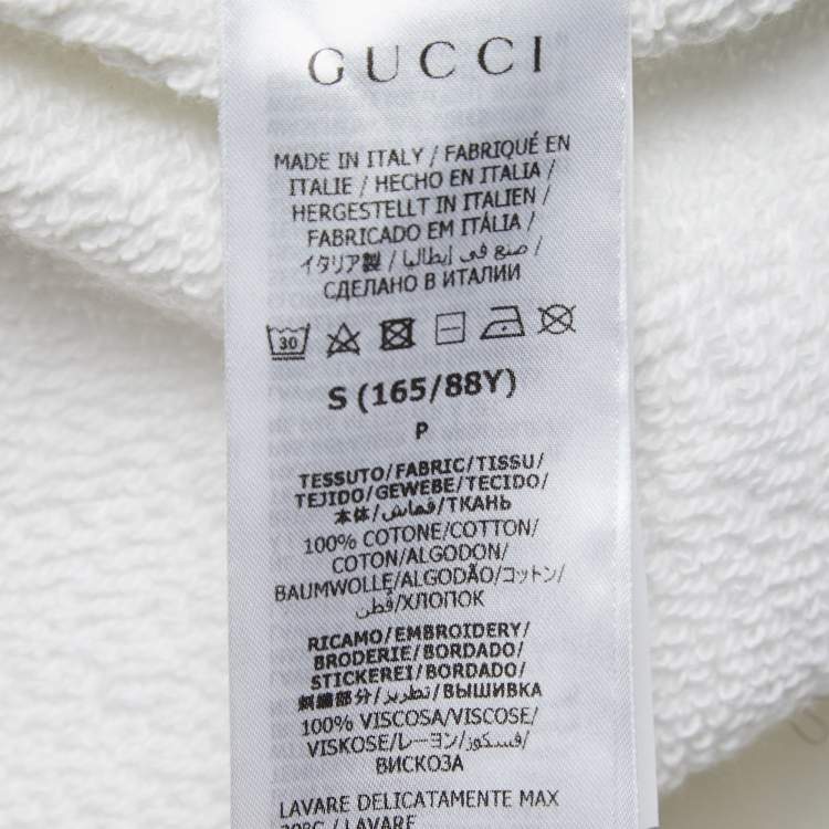 Pre Owned Gucci x Adidas White Logo Embroidered Cotton Hoodie S