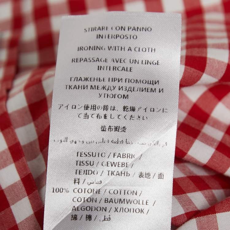 مملوكة مسبقًا Gucci Red Checked Cotton Button Down Full Sleeve Shirt L