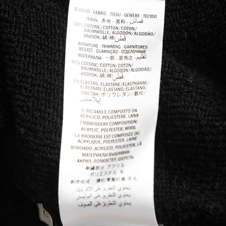 Pre Owned Gucci Black Embroidered Cotton Knit Hoodie XL