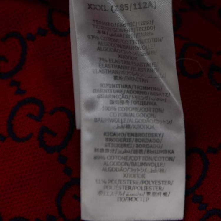 Pre Owned Gucci Red Logo Embroidered Cotton Pique Polo T-Shirt 3XL