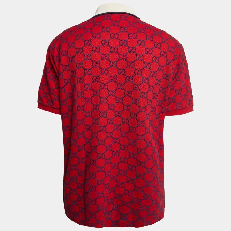 Gucci Red Logo Embroidered Cotton Pique Polo T-Shirt 3XL Gucci