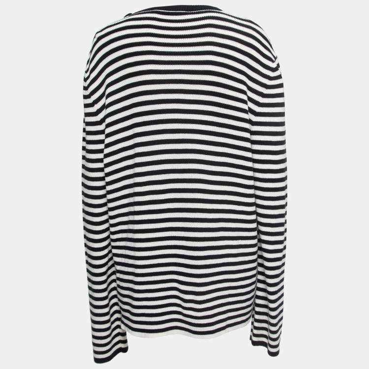 Gucci Navy Blue/White Striped Cotton Knit Sweater L Gucci | TLC