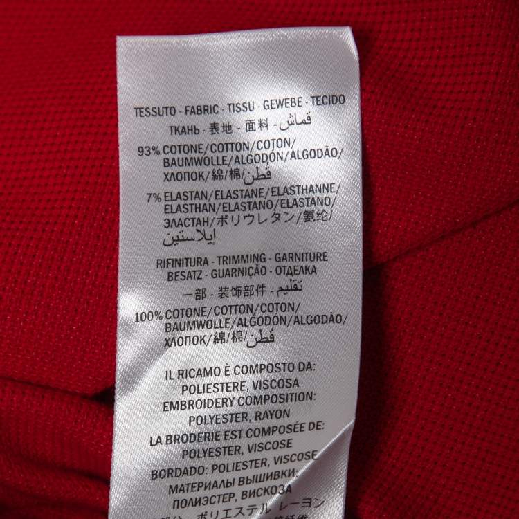 Pre Owned Gucci Red Cotton Pique Insects Embroidered Polo T-Shirt 3XL