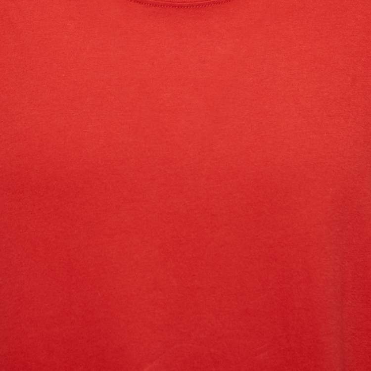 Pre Owned Gucci Red Distressed Cotton T-Shirt L