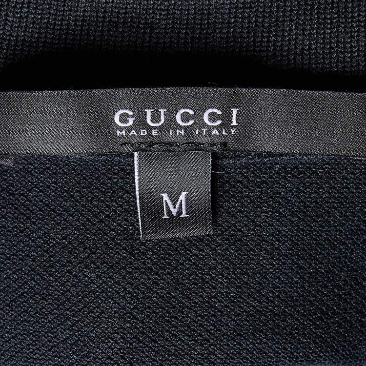 Pre Owned Gucci Black Cotton Pique Polo T-Shirt M