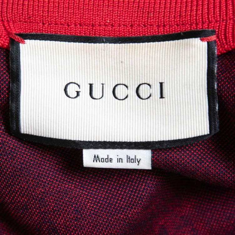 Pre Owned Gucci Navy Blue GG Jacquard Cotton Knit Zip Front Jacket M