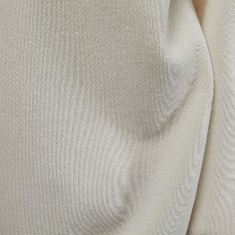 Pre Owned Gucci Cream Cotton Logo Embroidered Sweatshirt M