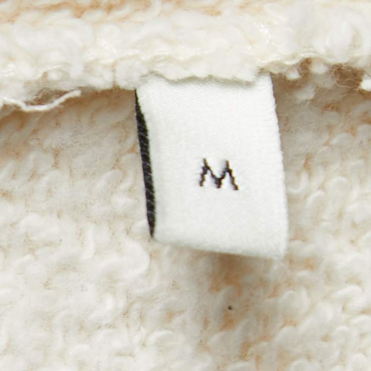 Pre Owned Gucci Cream Cotton Logo Embroidered Sweatshirt M
