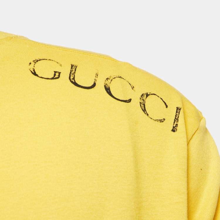 Pre Owned Gucci Yellow Distressed Cotton T-Shirt XL