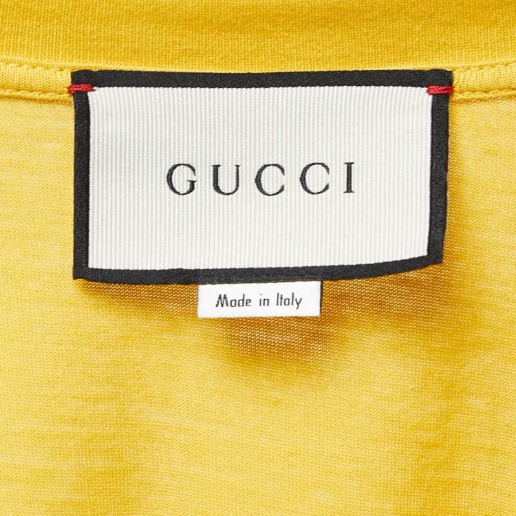 Pre Owned Gucci Yellow Distressed Cotton T-Shirt XL