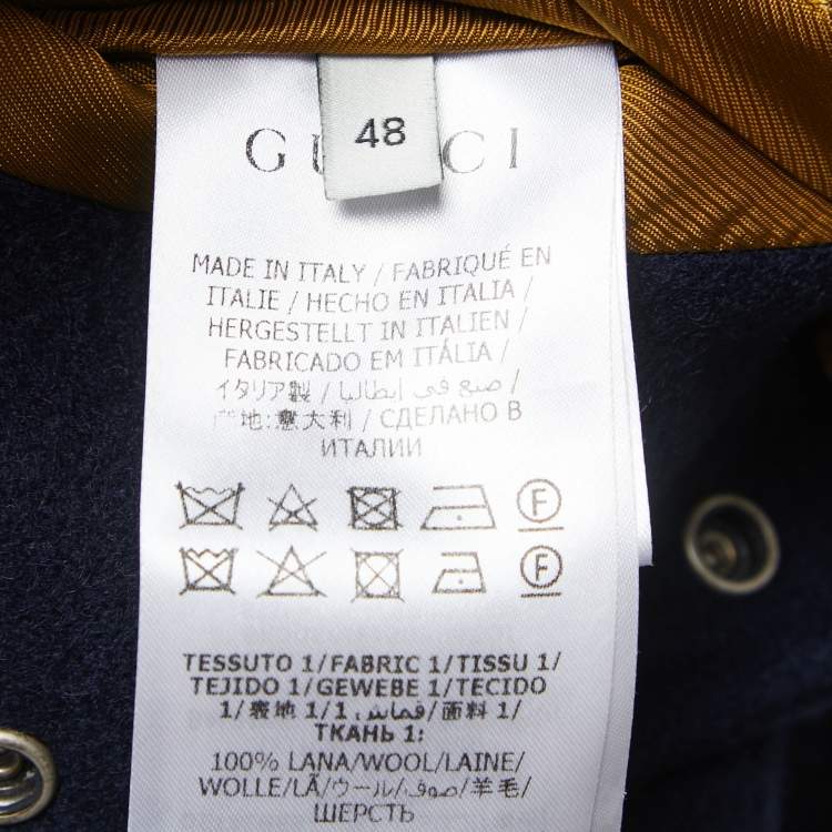 Pre Owned Gucci Navy Blue Wool Varsity Jacket M