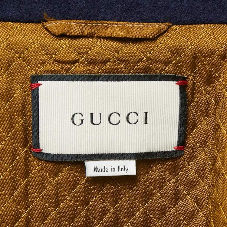 Pre Owned Gucci Navy Blue Wool Varsity Jacket M