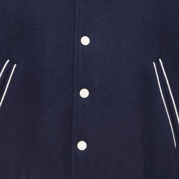 Pre Owned Gucci Navy Blue Wool Varsity Jacket M