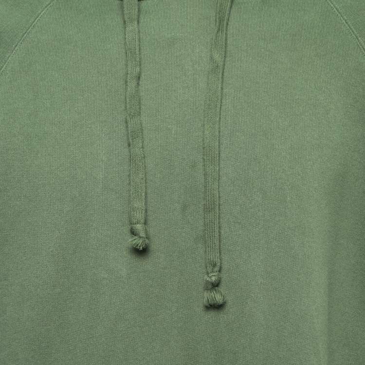 Pre Owned Gucci Green Cotton Logo Tape Detail Hooded Sweatshirt XL